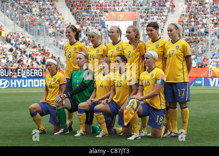 La Svezia a partire undici linee up prima del 2011 FIFA Coppa del Mondo Donne terzo posto partita contro la Francia. Foto Stock