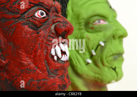 Mostri di Halloween Shrunken Heads spaventoso Trick or Treat Foto Stock