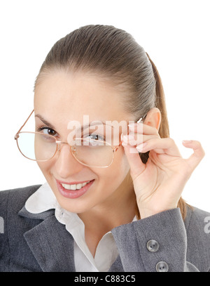 Ritratto di giovane donna che indossa gli occhiali Foto Stock