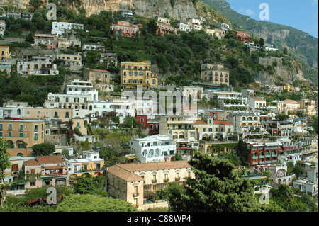 Vista su Positano Costiera Amalfitana Italia Foto Stock