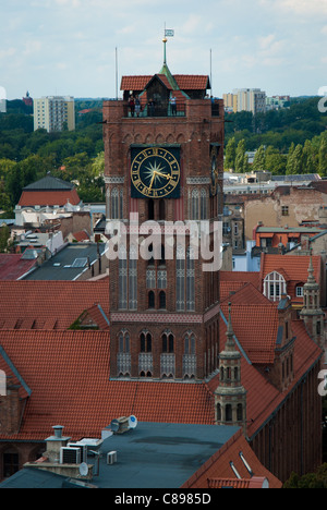 Torre dell'orologio del Municipio, Città Vecchia, Torun, Polonia Foto Stock