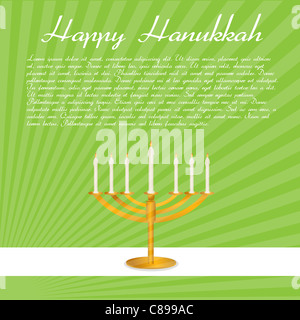 Illustrazione di happy hanukkah card con candela Foto Stock