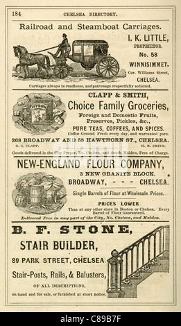 1870 annunci annunci da un Chelsea, MA city directory. Foto Stock