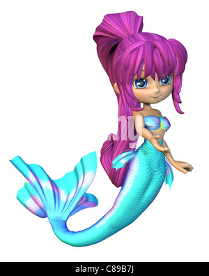 Carino Toon blu brillante Mermaid Foto Stock