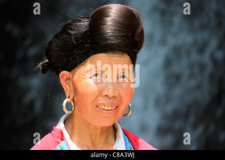 Capelli lunghi donna, Ping An, Longsheng, Cina Foto Stock