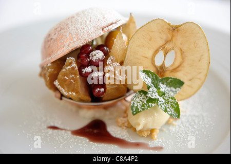 La Nouvelle Cuisine gourmet apple gelato dessert Foto Stock