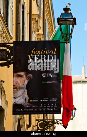 Poster pubblicitari eventi Verdi di Parma, Italia Foto Stock