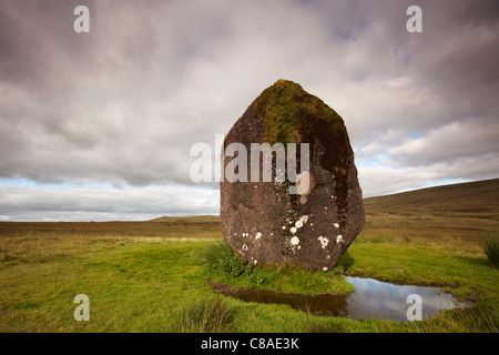 Maen Llúria Neolitico pietra permanente, Ystradgynlais, Swansea Valley, Wales, Regno Unito Foto Stock