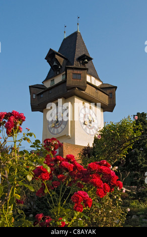 Uhrturm (Torre dell'orologio), Grazer Schlossberg Hill, Graz, Stiria (Austria) Foto Stock