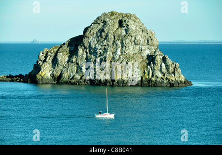 Rock di Cancale, Costa Smeralda e della baia di Mont Saint Michel (Brittany, Francia). Foto Stock