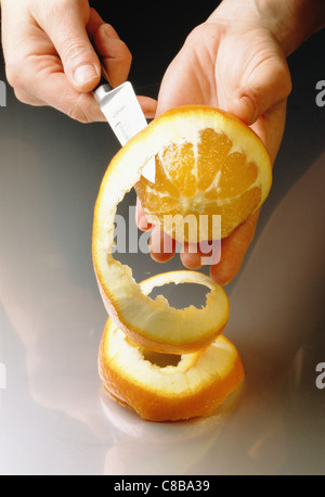 sbucciatura arancione Foto Stock