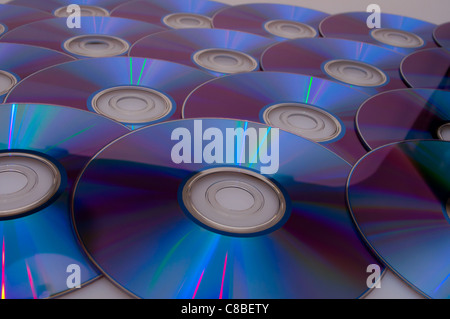 Sfondo di molti incandescente Compact Disc CD Foto Stock