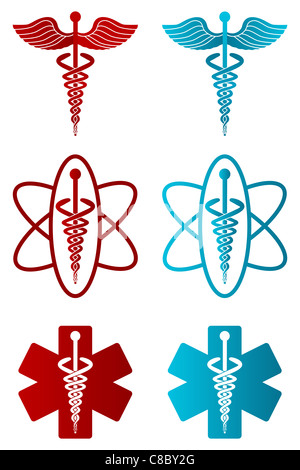Illustrazione di vettore caduceo su sfondo bianco Foto Stock