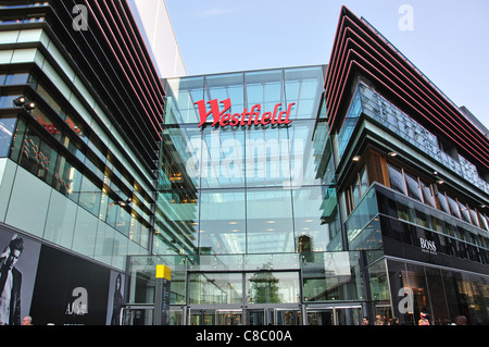 Ingresso al Centro Commerciale Westfield, città di Stratford, Stratford, Newham Borough, Greater London, England, Regno Unito Foto Stock