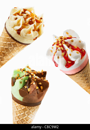 Varietà di coni gelato Foto Stock