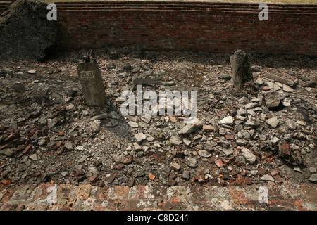 Rovine della camera a gas di Auschwitz II Birkenau tedesco campo di lavoro e sterminio nazista in Oświęcim, Polonia. Foto Stock