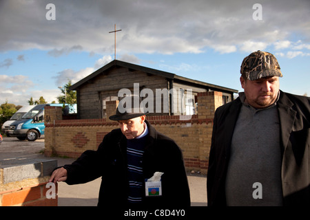 Dale Farm site prima di sfratto, Romany Gypsy e viaggiatore irlandese sito in Crays Hill, Essex, Regno Unito Foto Stock