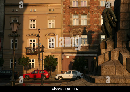 Grunwald monumento con alla statua equestre del re polacco Wladyslaw II Jagiello in Cracovia in Polonia. Foto Stock