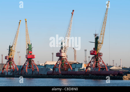 Gru nel commercio marittimo di Kaliningrad Foto Stock