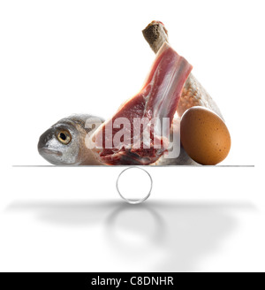 Selezione di alta-prodotti di proteina su scale Foto Stock