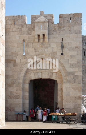 Porta di Jaffa e Gerusalemme Foto Stock