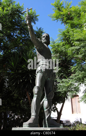 Statua di Pedro Alvares Cabral in Santarem, Portogallo. Foto Stock