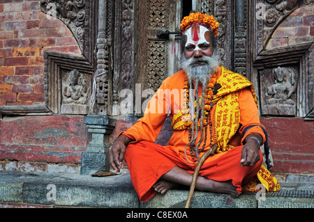 Sadhu, Durbar Square, Sito Patrimonio Mondiale dell'UNESCO, Kathmandu, Bagmati, Regione centrale, Nepal Foto Stock