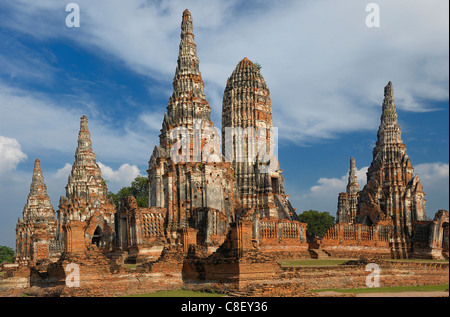 Wat Chai, Watthanaram, rovine, tempio UNESCO Patrimonio Mondiale, sito, Ayutthaya, Thailandia, Asia Foto Stock