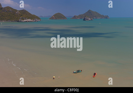 Vista, Bay, Khao Sam Roi Yod Marine, National Park, vicino a Hua Hin, Thailandia, Asia, spiaggia Foto Stock