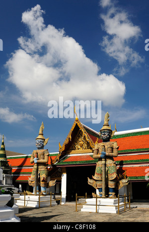 Protezioni, Wat Phra Keo, il Grand Palace, antica città di Bangkok, Tailandia, Asia, tempio Foto Stock