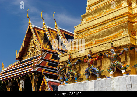 Il Wat Phra Keo, il Grand Palace, antica città di Bangkok, Tailandia, Asia, tempio, statua Foto Stock