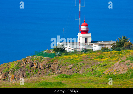 Ponta do Pargo, Portogallo, Europa, Madera, costa, mare, Atlantico, faro Foto Stock