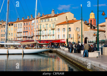 Saint tropez, Francia, Europa, Côte d'Azur, Provenza, Var, mare, mare Mediterraneo, città, case, case, Porto, porto, yach Foto Stock