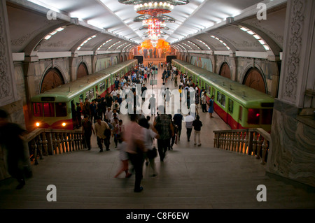 La metropolitana di Pyongyang, Norh Corea Foto Stock