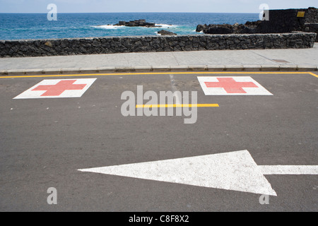 Ambulanza spazio parcheggio riservato, Isla de la Palma Isole Canarie Spagna Foto Stock