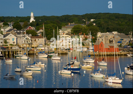 Un inizio di mattina vista del porto di Rockport, Rockport, Massachussetts, New England, Stati Uniti d'America Foto Stock