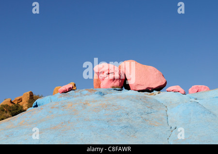 Dipinto di rocce vicino Tafraoute, Souss-Massa-Draa Regione, Marocco Foto Stock