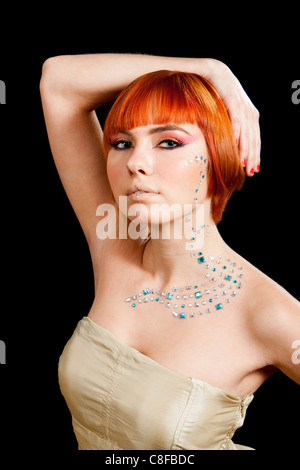 Rossa con strass Foto Stock