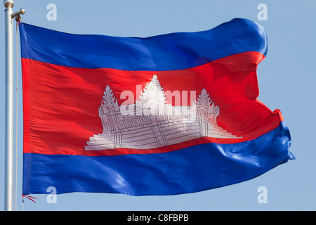 Asia, Cambogia, Bandiera cambogiana, Bandiera, bandiere, turismo, vacanze, ferie Foto Stock