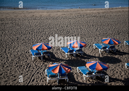 Puerto del Carmen, Spiaggia di lava, vacanza in spiaggia, Spagna, Europa, resto, vacanze, tempo di ricambio, mare, Canarie, Isole Canarie, isola, c Foto Stock