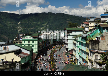 Vista di Gangtok, Est il Sikkim, Sikkim, India Foto Stock