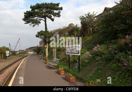 Stazione ferroviaria Platform West Somerset Railway Watchet Foto Stock