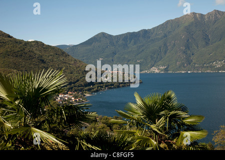 Vista da Sant'Abbondio, Lago Maggiore, Canton Ticino, Svizzera Foto Stock