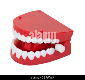 Divertente fake denti di chattering con il rosso delle gengive e denti bianchi - percorso incluso Foto Stock