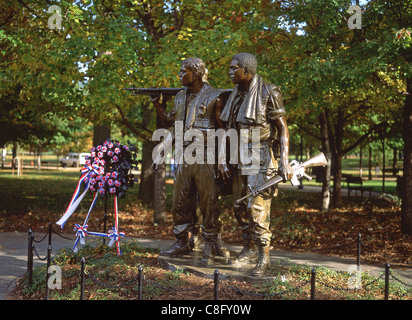 I tre soldati statua presso il Memoriale dei Veterani del Vietnam, il National Mall di Washington DC, Stati Uniti d'America Foto Stock