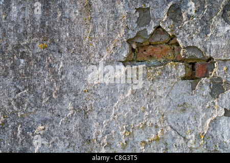 Dettaglio delle texture su uno sbriciolamento parete in calcestruzzo Foto Stock