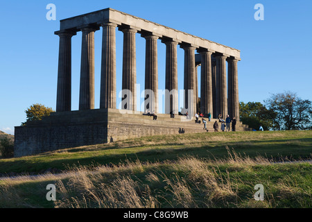 Il monumento nazionale, Calton Hill, Edimburgo, Lothian, Scozia, Regno Unito Foto Stock