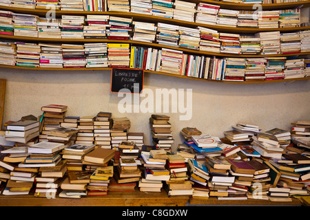 Libri per la vendita, Les Puces de Saint-Ouen mercatino delle pulci, Porte de Clignancourt, Parigi, Francia Foto Stock