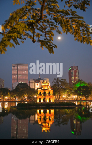 Asia, Vietnam, Hanoi, Lago Hoan Kiem, Turtle Pagoda Pagoda di tartaruga, Lago, laghi, a Pagoda, pagode, turismo, vacanze, va Foto Stock