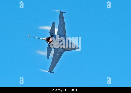 Ryan Corrigan suona per il Gen. William M. Fraser III 3 febbraio 2010, alla base dell'aeronautica di Langley. Captain Corrigan è un pilota del team di dimostrazione F-16 Viper East e il generale Fraser è il comandante del comando di combattimento aereo. Foto Stock